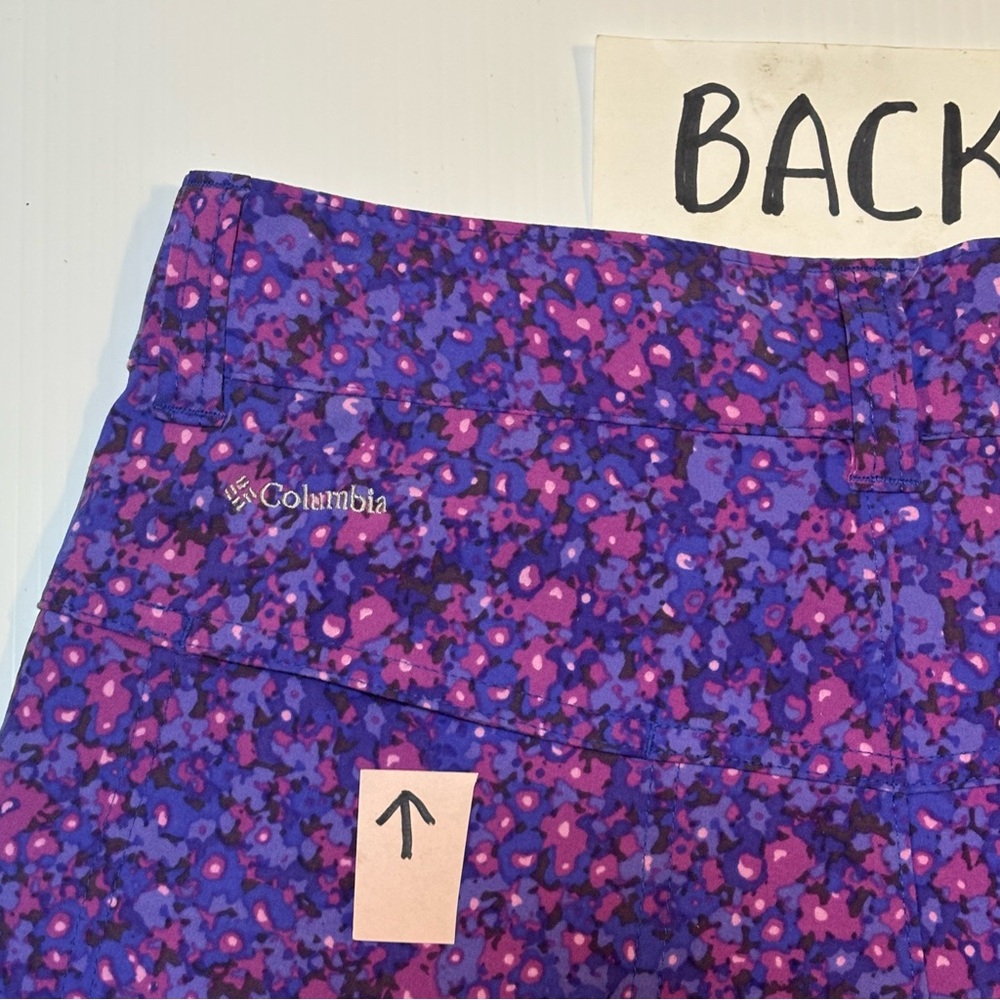 Columbia Arrowhead Floral Print Shorts Purple Blue 2 - Picture 7 of 8